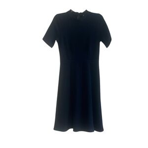 ASOS Navy Blue Mock Neck Short Sleeve Fit and Flare Dress Size 8